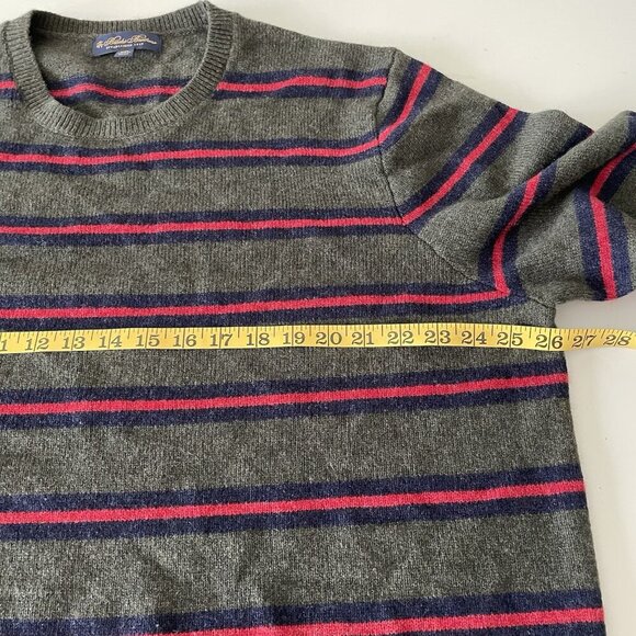 BROOKS BROTHERS GREEN/RED STRIPED LAMBSWOOL SWEATER WITH ELBOW PATCHES SZ XXL - Picture 7 of 8
